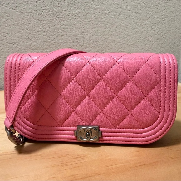 CHANEL Handbags - Chanel Boy Pink Quilted Crossbody Bag